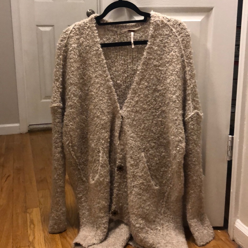 gray/tan free people cardigan